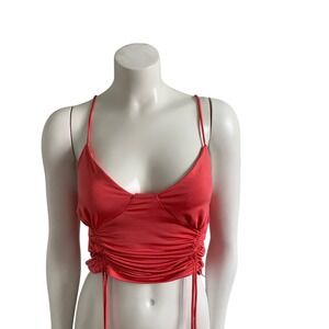 Unbranded Ruched Camisole Top Small Pink Good Adjustable Side Ties V-Neck